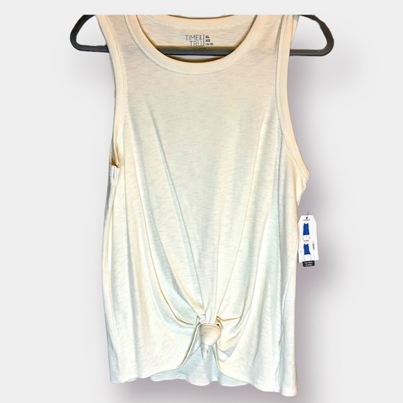 Women’s Cream Tank Top with Front Knot - Picture 1 of 4